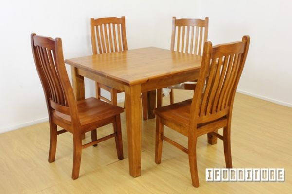 Picture of HERITAGE Square 100 5PC Solid Pine Dining Set