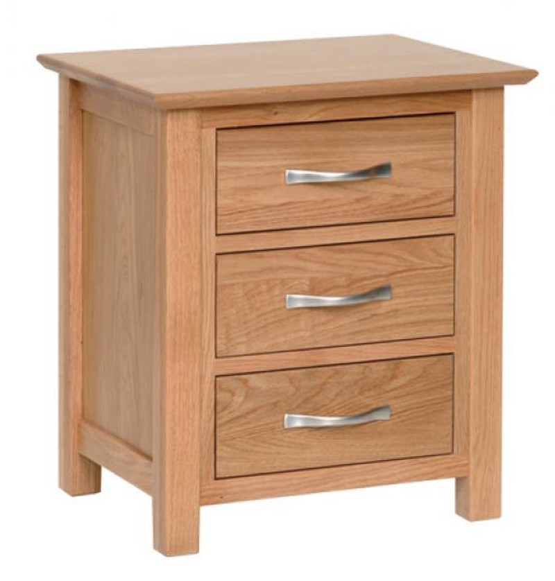 NEWLAND Solid Oak 3 Drawer Bedside Table
