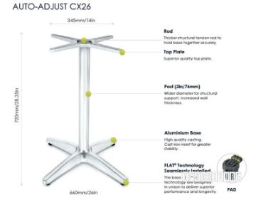 Picture of CX26 FLATTECH Auto Adjust Table Base 