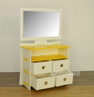 Picture of Legare Dressing Table in 3 Colour By Legaré *Tool Free - Yellow-With Concave Mirror