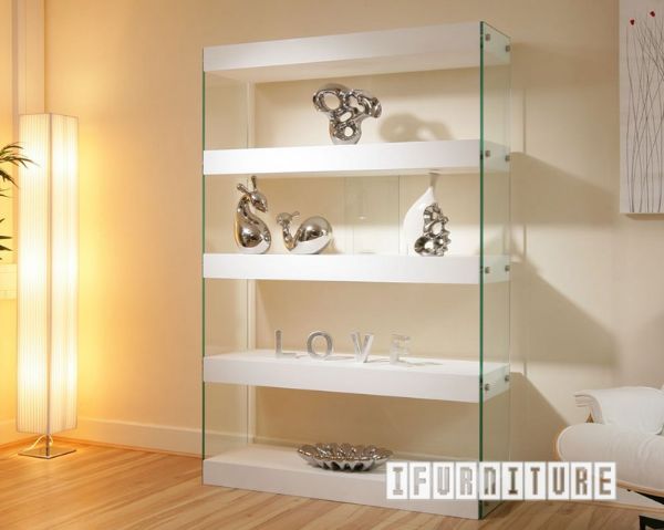 Picture of LENZO Glass Display Shelf in White Gloss