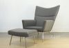 Picture of HANS J WEGNER WING Chair with Ottoman *Fiberglass & Cashmere