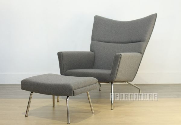 Picture of HANS J WEGNER WING Chair with Ottoman *Fiberglass & Cashmere