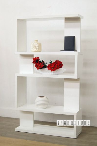 Longitude Bookshelf Room Divider Hi Gloss White