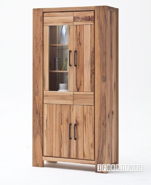 Picture of [FLOOR MODEL CLEARANCE] CARDIFF Tall & Wide Display Cabinet *Solid European Wild Oak & Made in Europe