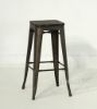 Picture of TOLIX Replica Bar Stool H76 with Rustic Elm Seat - White