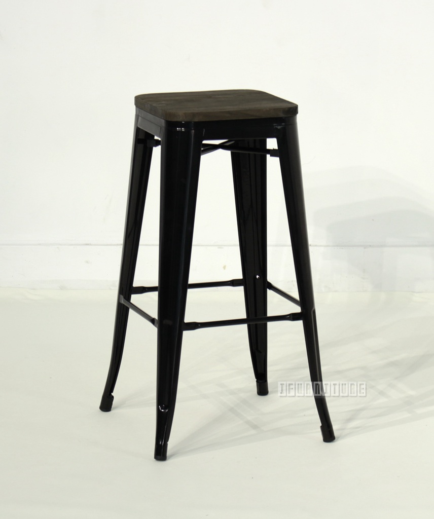 TOLIX Replica Bar Stool H76 with Rustic Elm Seat
