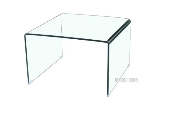 Murano Bent Glass Side Table, Low Square Curved Glass Coffee Table