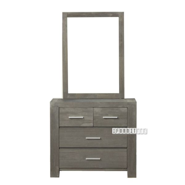 Picture of PHILIPPE Acacia 4 Drawer Dressing Table + Mirror *Silver Grey