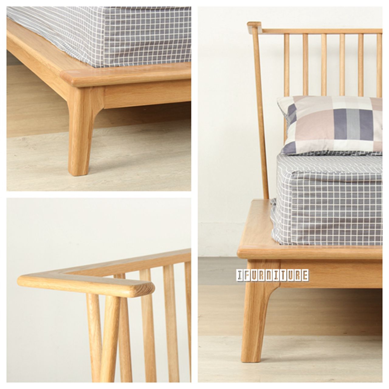 HELSINKI Solid Oak Queen Size Bed