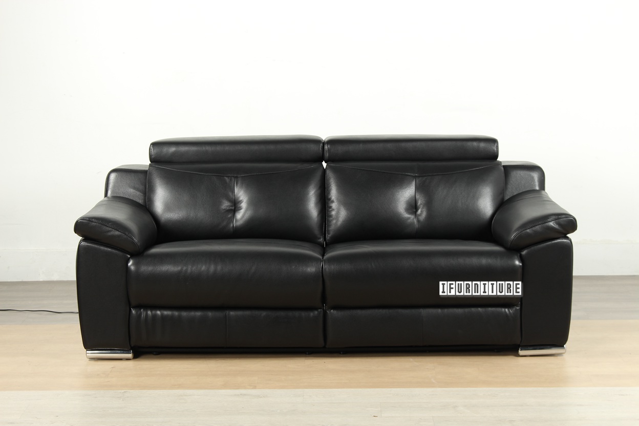 CHELSEA Electrical Recliner 100 Genuine Leather Lounge Suite *Black