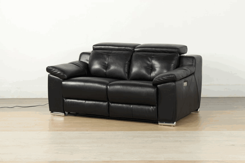 CHELSEA Electrical Recliner 100 Genuine Leather Lounge Suite *Black