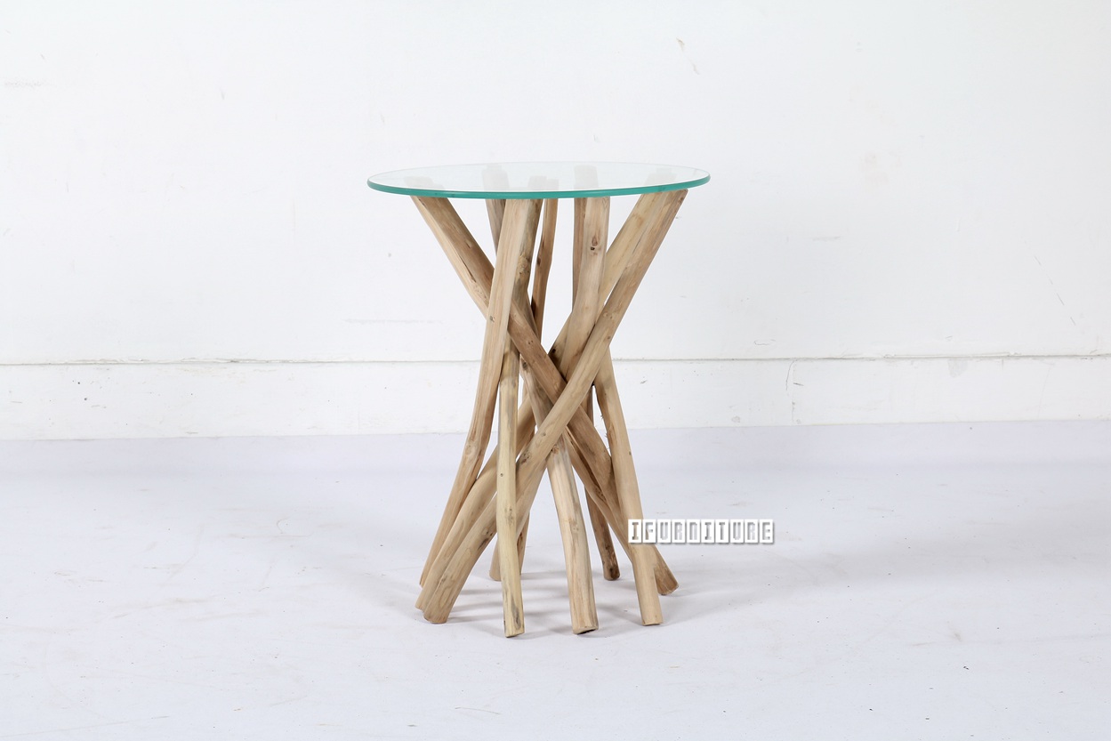 WILDBRANCH Solid Teakwood Round Side Table