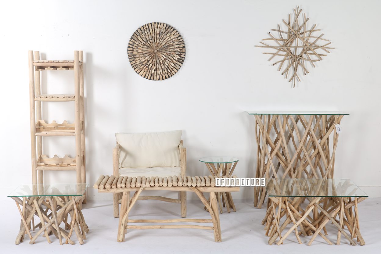 WILDBRANCH Solid Teakwood Round Side Table