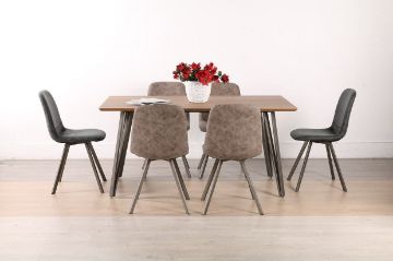 Picture of PLAZA 7PC 160 Dining Set (Brown)