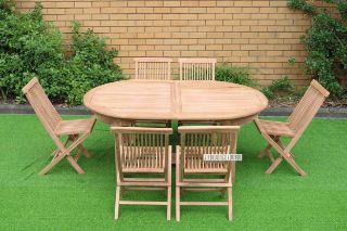 Picture of BALI Solid Teak Oval 160-240 Extension Dining Set - 9PC
