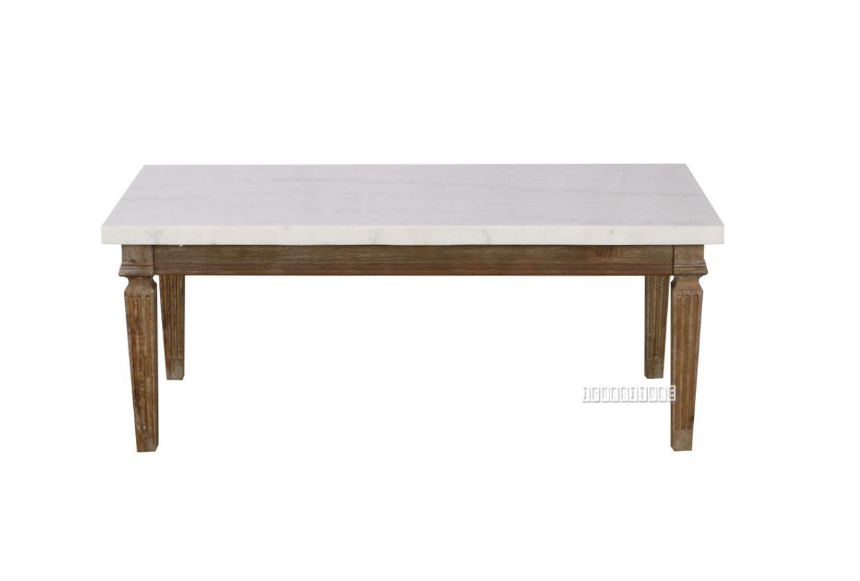 Imperial Coffee Table * Real Marble Top/White wash Timber