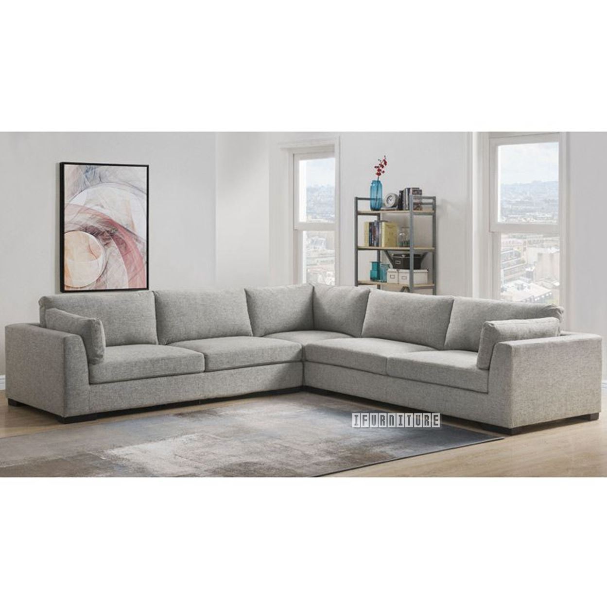 Walcott L Shape Sectional Sofa in Light Grey