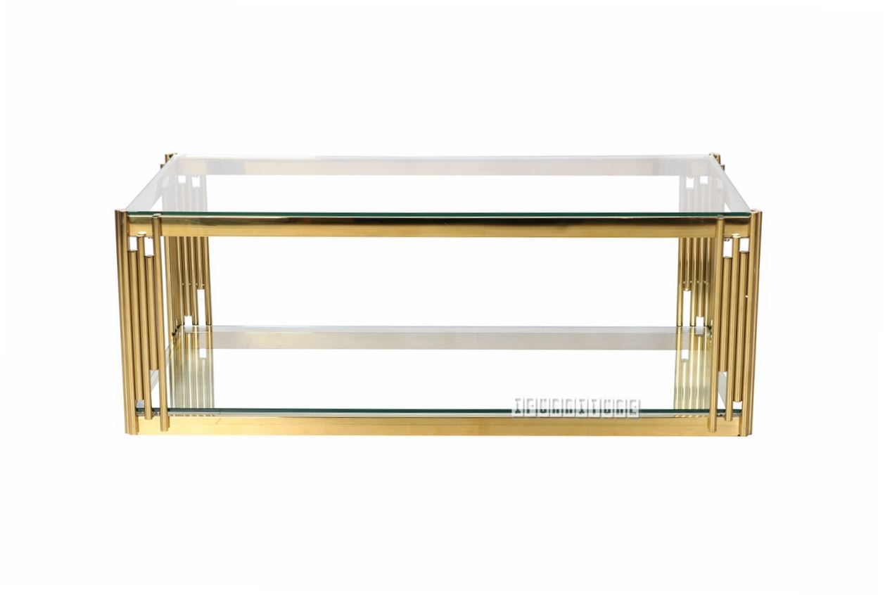 Lella Rectangle Clear Glass Coffee Table * Gold