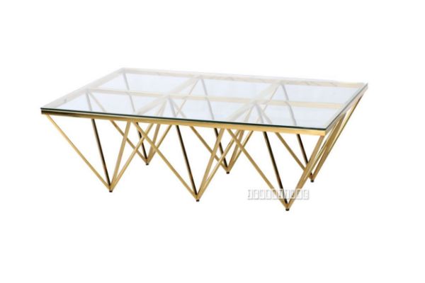 Picture of Lella Rectangle Clear Glass Coffee Table * Angular Shaped Gold