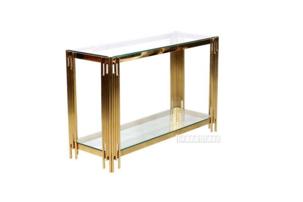 Picture of Lella Rectangle Clear Glass Hall Table * Gold