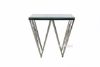Picture of Lella Square Clear  Glass Side Table * Angular Shaped Silver