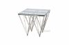 Picture of Lella Square Clear  Glass Side Table * Angular Shaped Silver