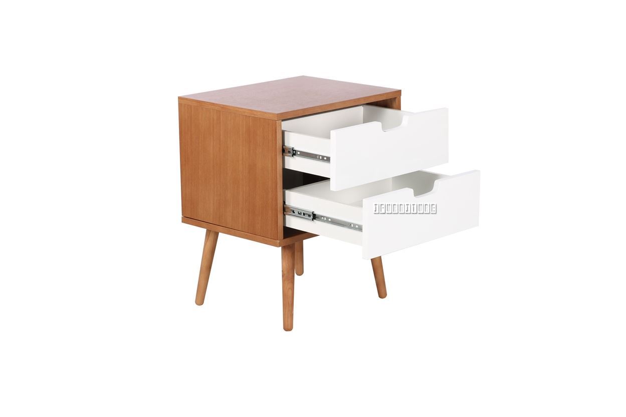 KINGSTON 2Drawer Bedside Table (Oak and White)