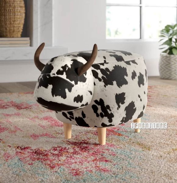 Picture of ANIMAL Big Hardwood Ottoman (Cow)