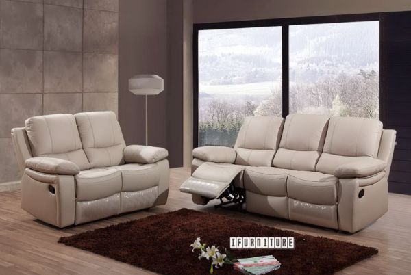 Picture of ABINGTON Reclining Genuine Leather Sofa (Beige)