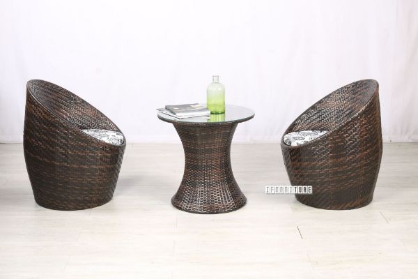 Picture of BIRDNEST Rattan Outdoor 3PC Table Set *Dark Brown