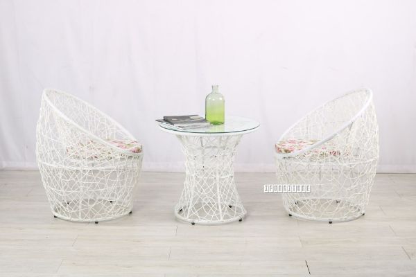 Picture of BIRDNEST Rattan Outdoor 3PC Table Set * White