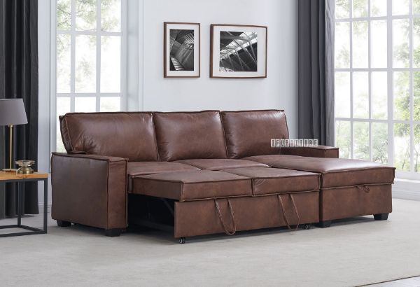 Nagma Pull Out Sectional Storage Sofa Bed, Leather Sectional Sofa With Pull Out Bed