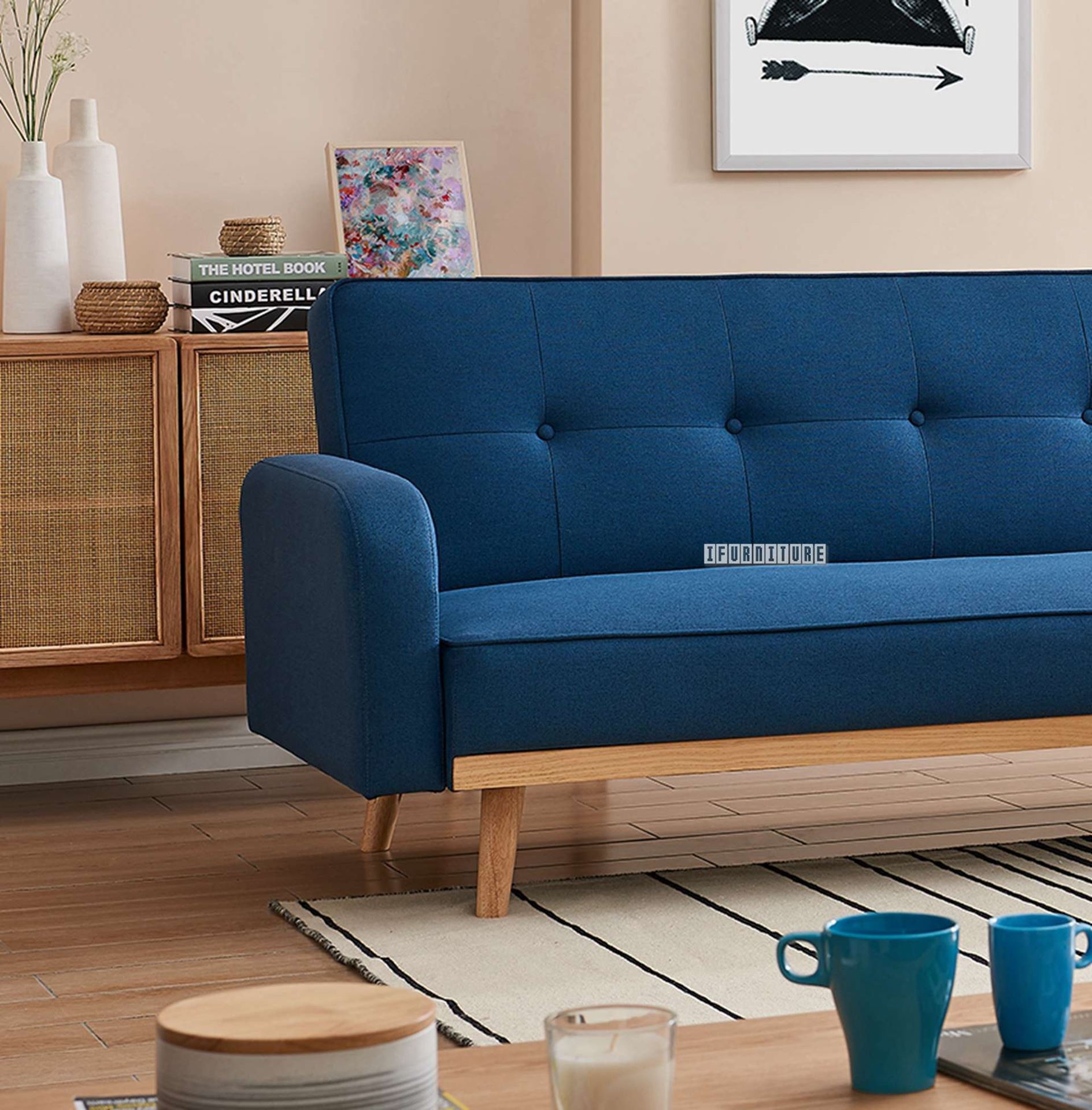 RYLER Sectional Sofa Bed (Blue)