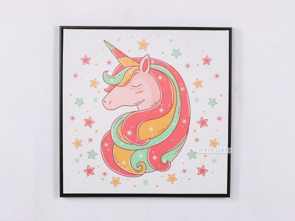 Picture of Red Unicorn 60x60 Canvas Framed Print