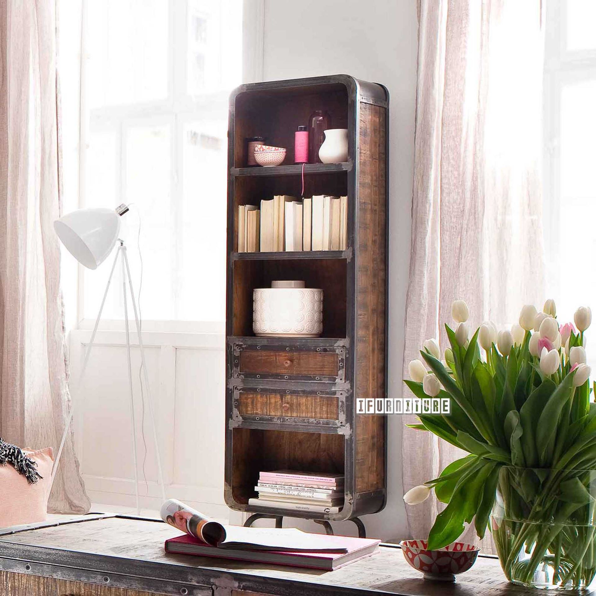 SAIGON 50 Solid Mango Wood 2Drawer Bookshelf