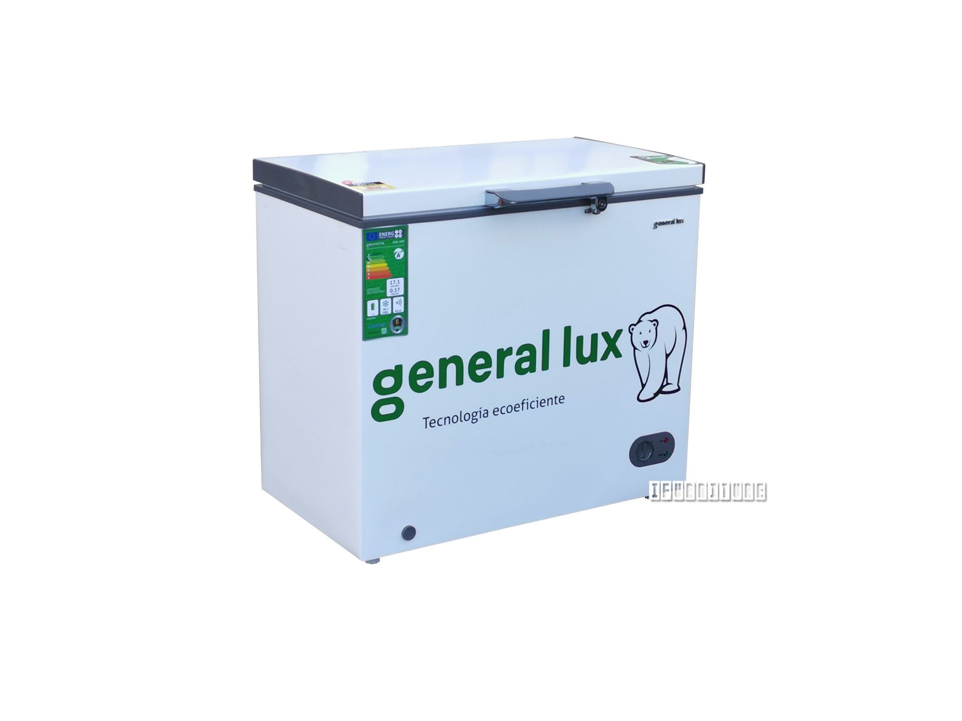 GENERAL LUX 200L CHEST FREEZER WITH LED LIGHT, GLASS SHELF & LOCK GLUX