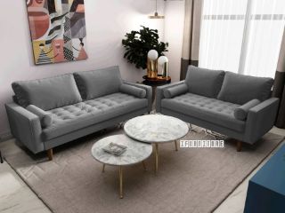 Picture of Faversham 3+2 Sofa Set * Grey Velvet