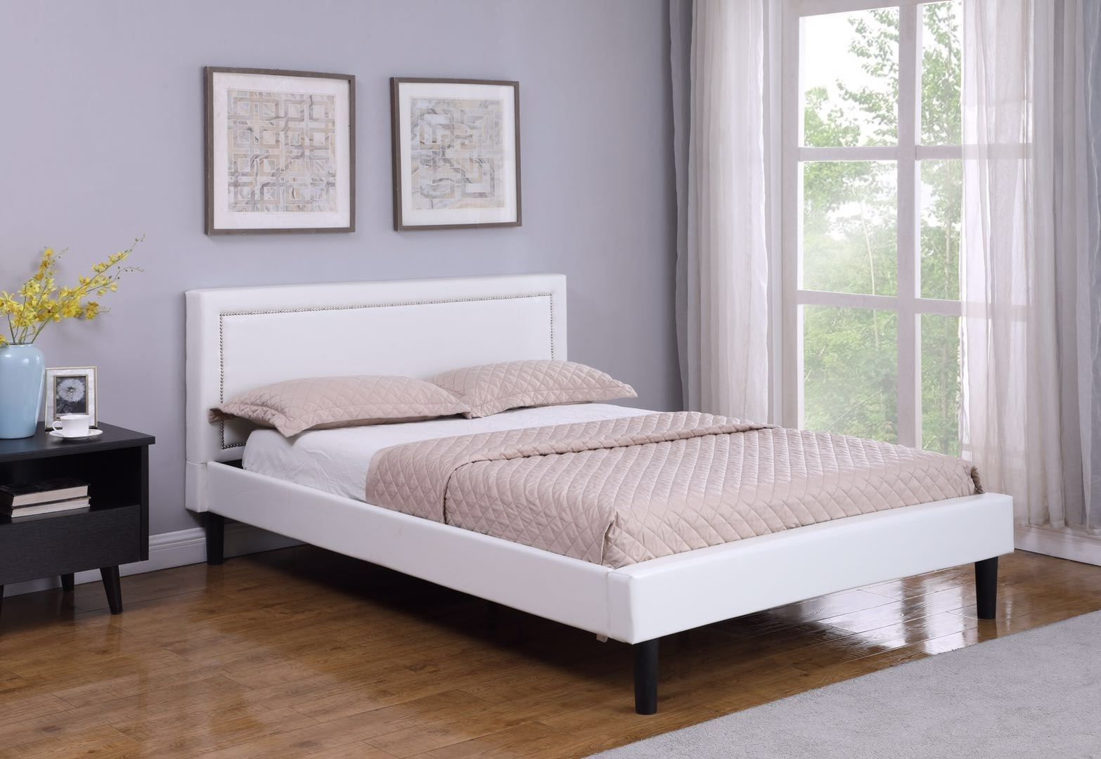 JOYANCE PLATFORM BED FRAME IN DOUBLE/ QUEEN SIZE IN WHITE PU