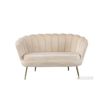 Picture of EVELYN Curved Flared Velvet Love Seat (Beige)