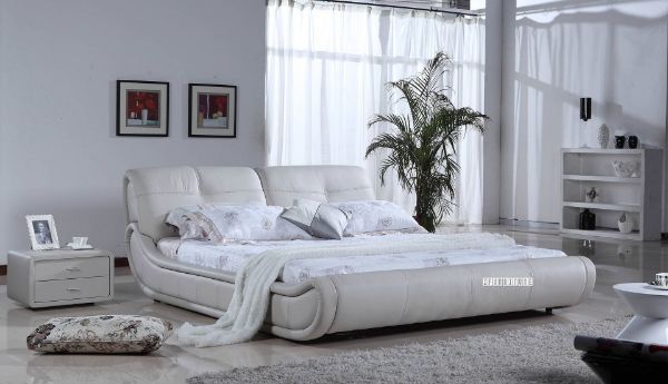 Modena Genuine Leather Bed In Queen, Genuine Leather King Size Bed