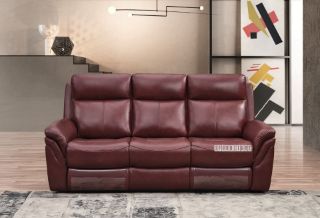 Picture of Breville Genuine Leather 3 Seat with 2 Recliners (3RR)  *Wine Red