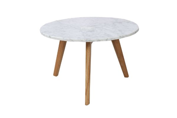 Picture of COPENHAGEN D50 Solid Oak Round Marble Coffee Table