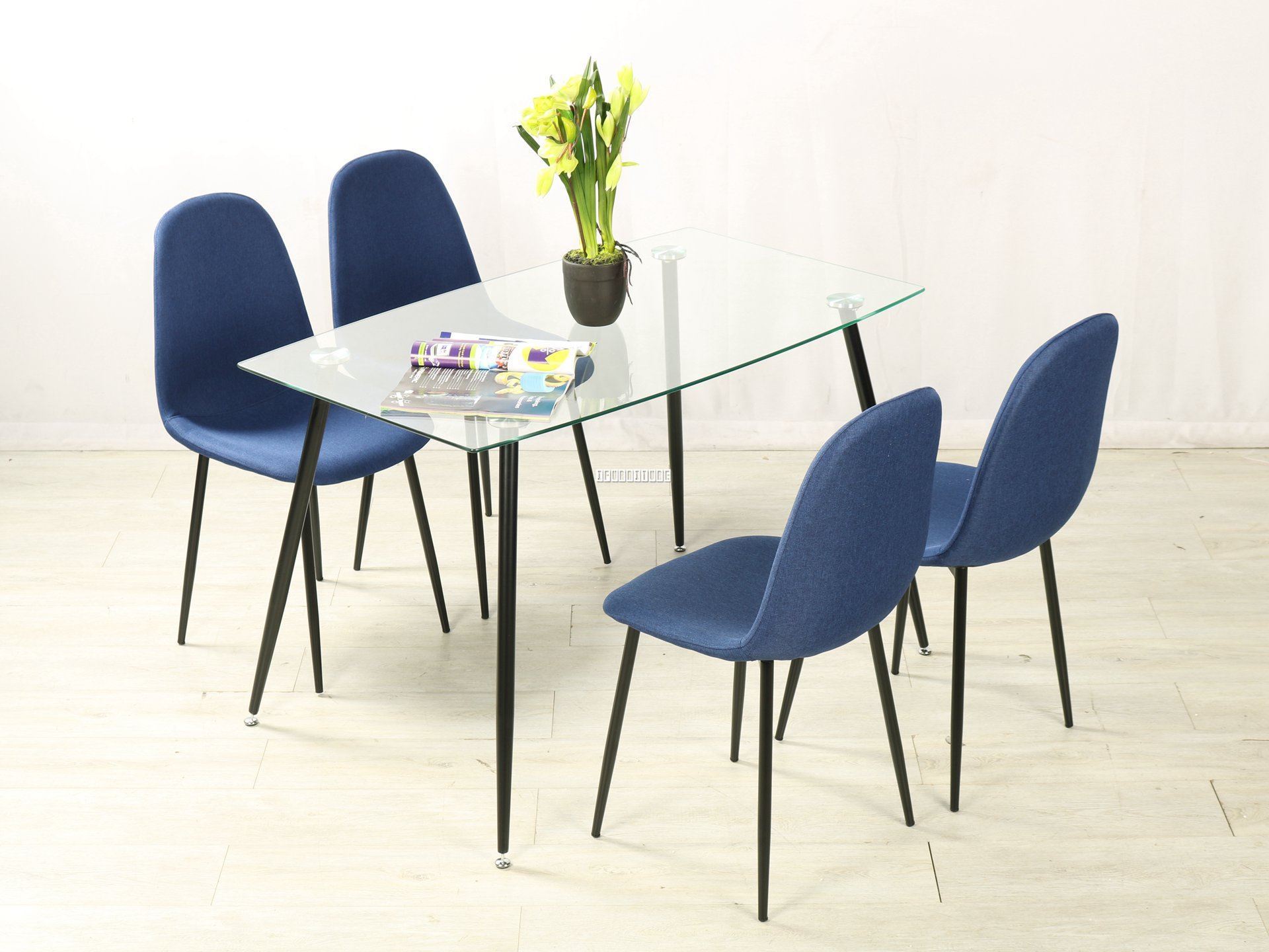 EVERLY 5PC Dining Set (Blue Chairs)