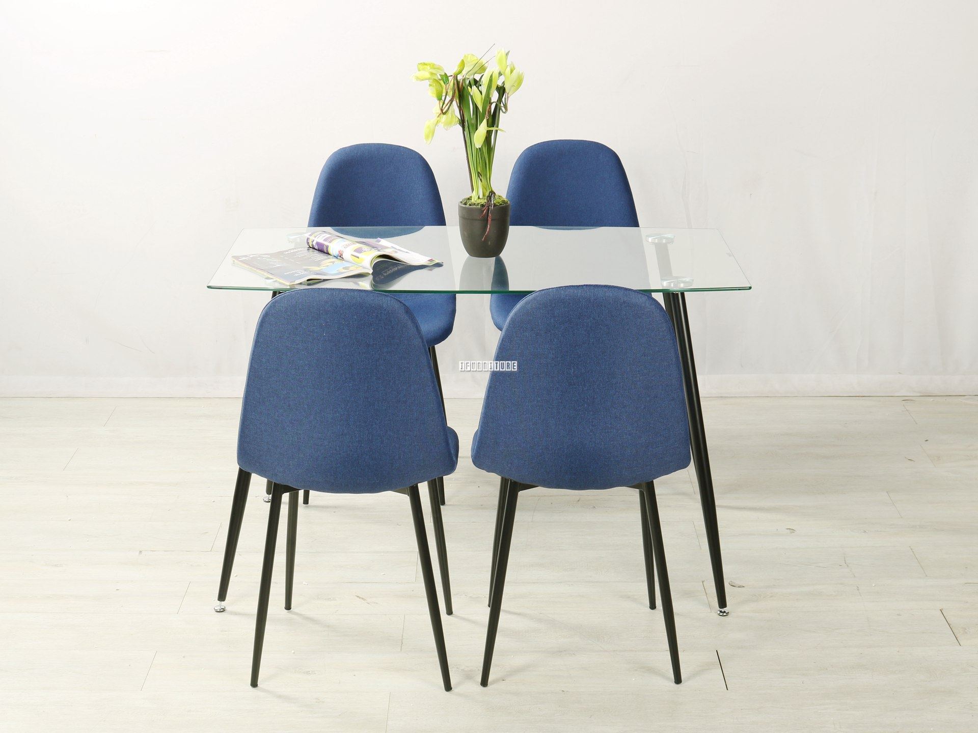 EVERLY 5PC Dining Set (Blue Chairs)