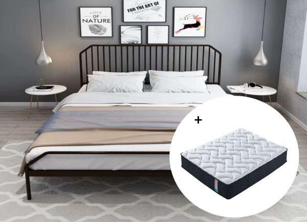 Philippa Steel Frame Bed In Single, Queen Mattress On Double Bed Frame