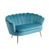 Picture of EVELYN Curved Flared Velvet Love Seat (Blue)