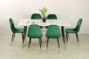 Picture of BIJOK 160 7PC Dining Set (White Marble Finishing) - 1 Dining Table + 6 Dining Chairs (Green)