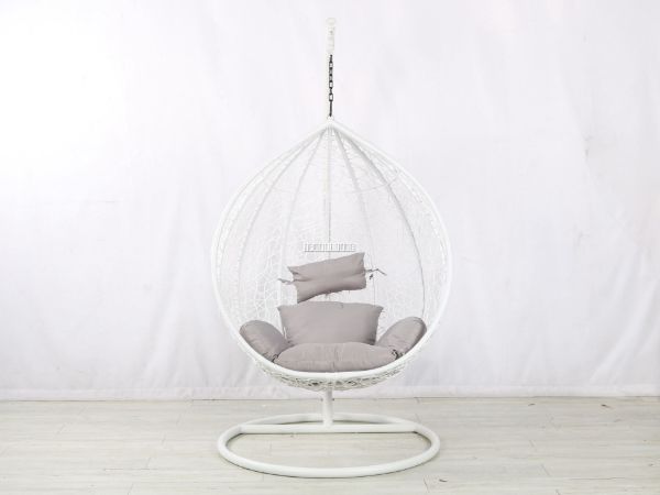 Albury Rattan Hanging Egg Chair White, White Outdoor Hanging Egg Chairs