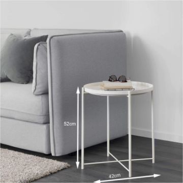 Picture of SASAKI Simple Side Table with Removable Tray (White)